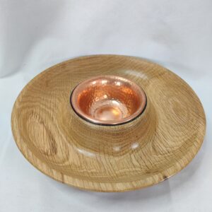 Räucherschale aus Eichenholz mit Kupferschale 3