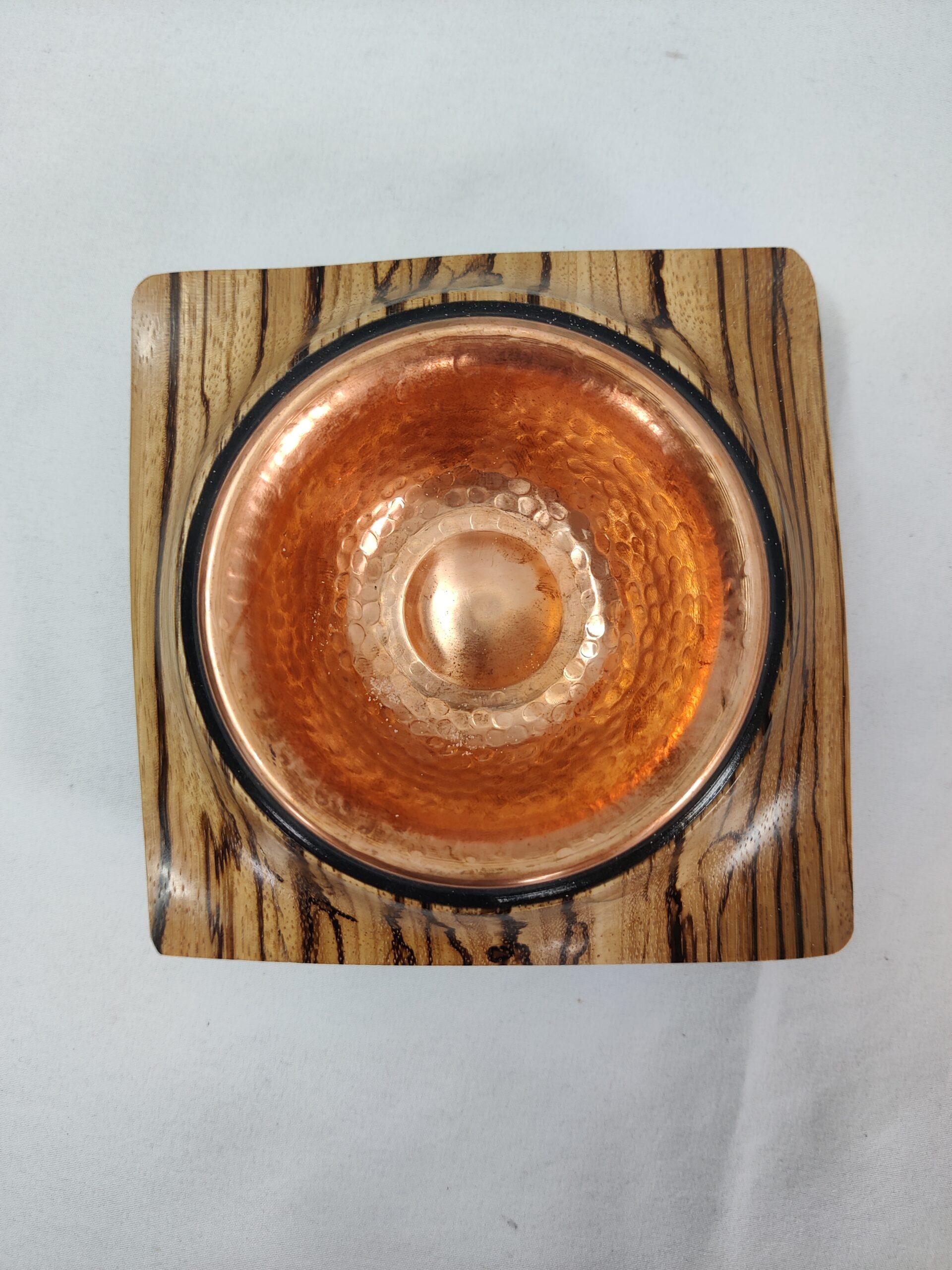 Räucherschale aus Zebrano mit Kupferschale – Bild 2