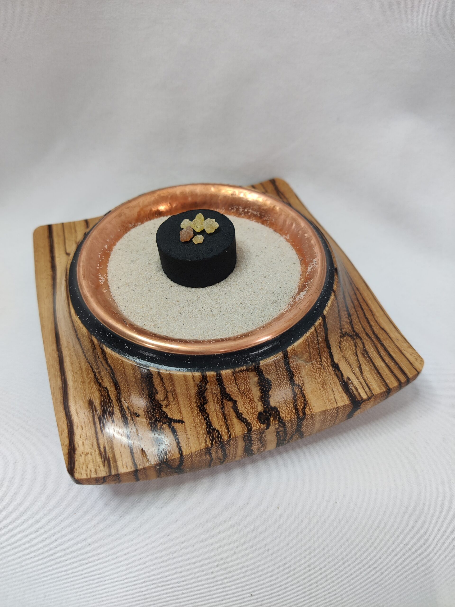 Räucherschale aus Zebrano mit Kupferschale – Bild 4