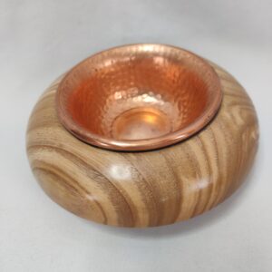 Räucherschale aus Eschenholz mit Kupferschale 4