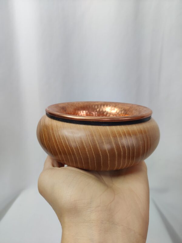 Räucherschale aus Eschenholz mit Kupferschale 5