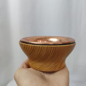 Räucherschale aus Eichenholz mit Kupferschale 2
