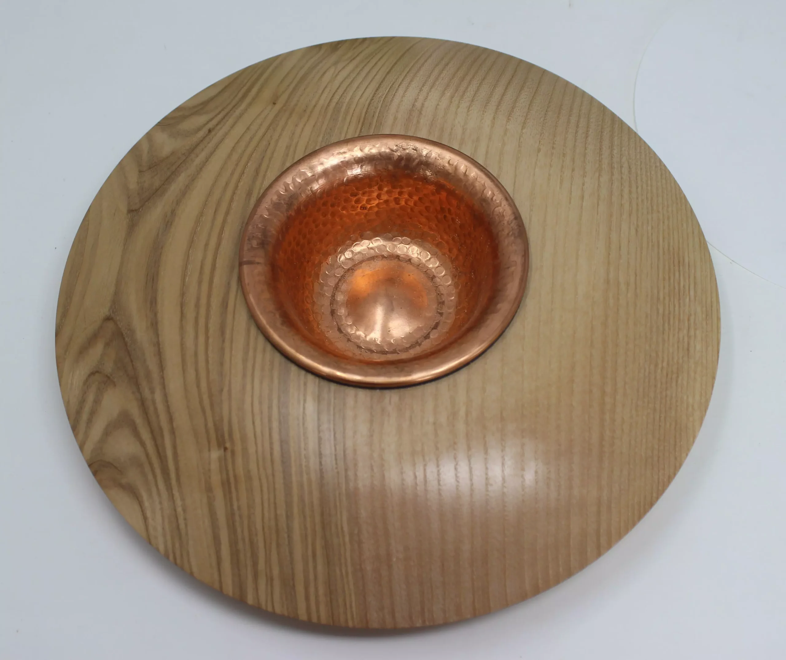 Räucherschale aus Eschenholz mit Kupferschale – Bild 2